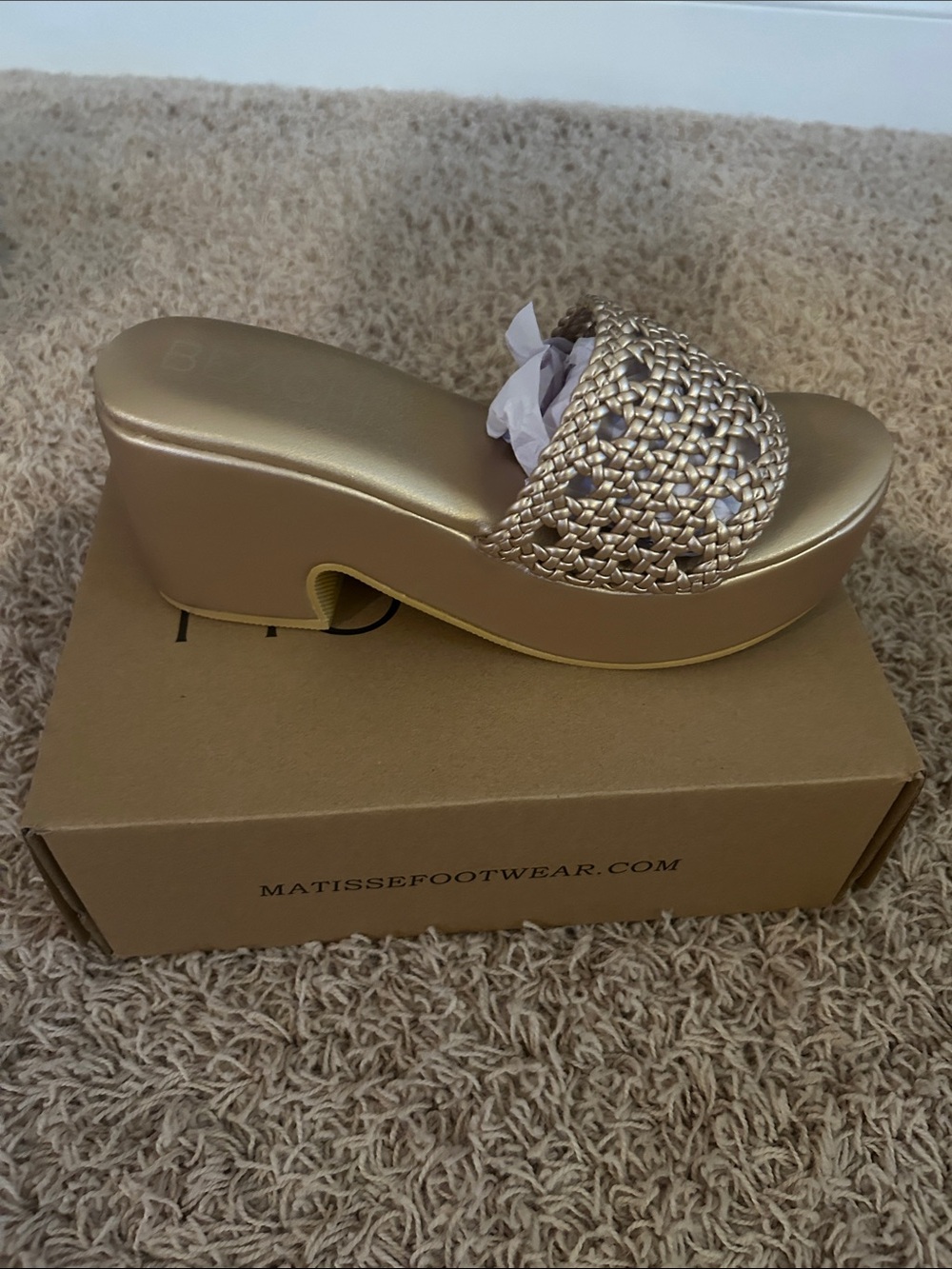 Matisse Metallic Gold Woven Platform Wedge